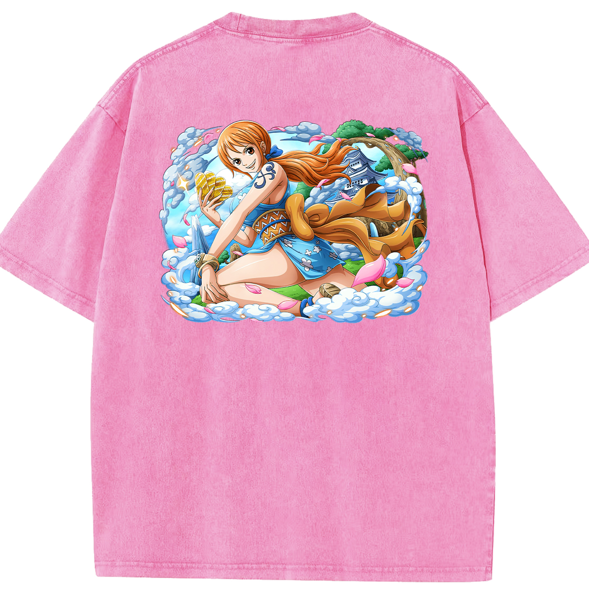 ワンピース ナミ ONE PIECE Nami 綿100% ヴィンテージ風 半袖Tシャツ（背面プリント）